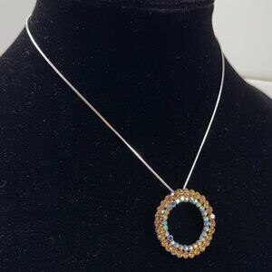 Yellow and Clear Crystal Donut on Snake Chain